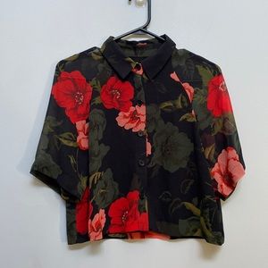 Wilfred Black Floral Henrietta Blouse Size S